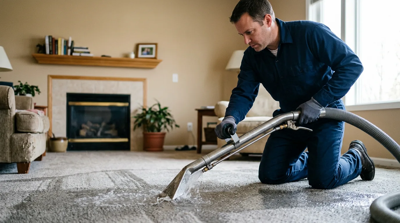 Water damage restoration technician working near Calera, AL